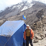 With Bosnian flag and Kilimanjari behind