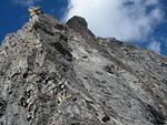 Dave from Montana is rappelling off - in the middle of the rock. 
(Dave and Sarah from Montana are celebrating their 5th anniversary - we met them at the summit).
